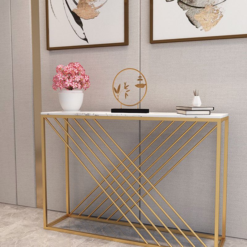 Glam Console Accent Table Rectangle Sofa Console Table in Marble Clearhalo 'Console Tables' 'console_tables' 'Entry & Mudroom Furniture' 'furn' 'furn_console_tables' 'Furniture' 1200x1200_30ded712-8169-4871-a7c3-e47b56d23c61