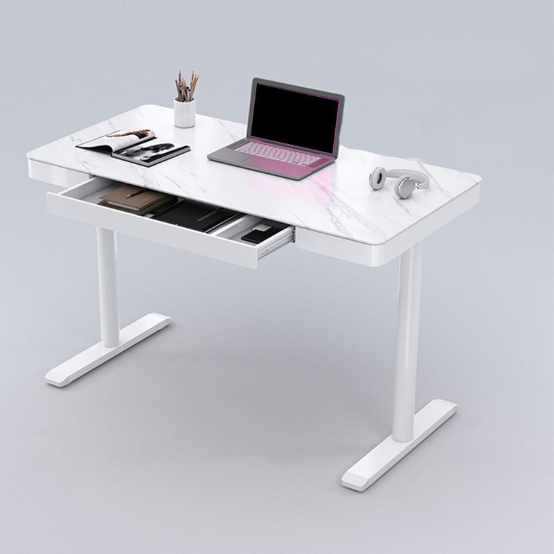 Contemporary Marble T-Shape Office Desk with Metal Legs Writing Desk Clearhalo 'furn' 'furn_office_desk' 'Furniture' 'Office Desks' 'Office Furniture' 'office_desk' 1200x1200_30df0bfd-4d9f-4ad5-882d-e0d19edbf5dc