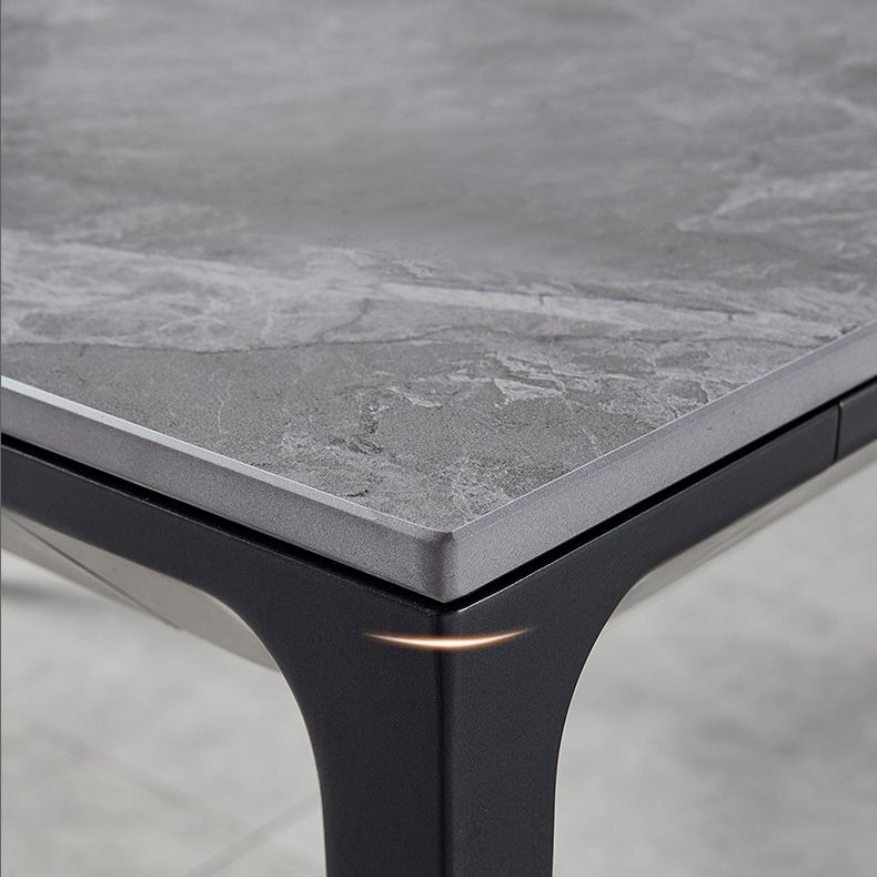 Industrial Style Sintered Stone Dining Table Aviation Aluminum Base Rectangle Table for Home Clearhalo ' dining_table' 'Dining Tables & Seating' 'Dining Tables' 'Furniture' 'furniture_dining_table' 'Kitchen & Dining Furniture' 'kitchen&dining_furn' 'kitchen' 'kitchen_dining_table' 1200x1200_30df8d93-7385-44c9-b6c6-59eae56b9e18