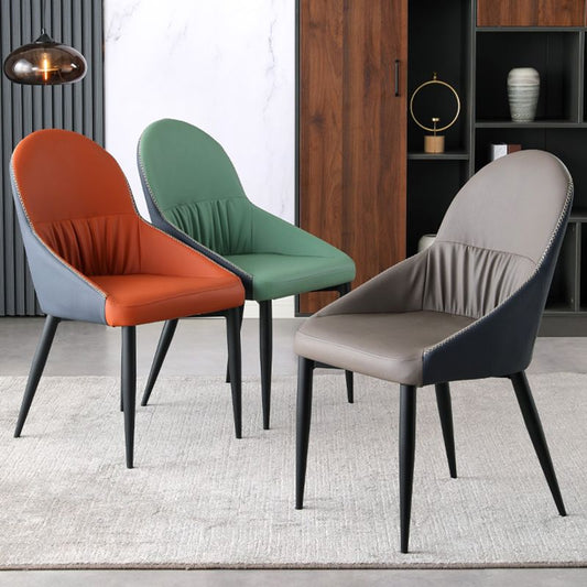 Silla lateral tapizada interna moderna silla lateral de cuero falso con patas de metal