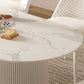 Modern Oval Dining Site Table Stone and Metal White Base Dinner Room Kitchen Table