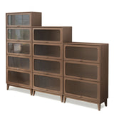 Mid-Century Modern Glass Paned Cabinet,  Solid Wood Accent Cabinet