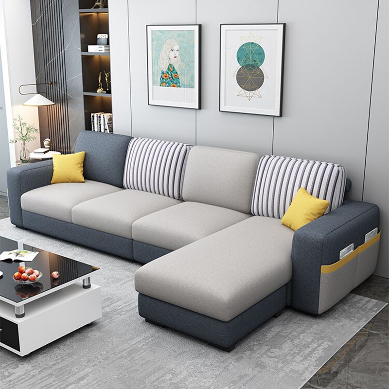 110.24"D x 59.1"W x 37.4"H Pillow Top Arm Sectionals, Modern High Back Sofa with Storage Clearhalo 'furn' 'furn_sectionals' 'Furniture' 'furniture_sectionals' 'kitchen' 'kitchen_sectionals' 'Living Room Furniture' 'Sectionals' 1200x1200_30e3c308-9e90-4341-b669-1142d7796112