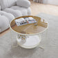 Round Cocktail Table Glass Top Single Coffee Table with Shelf Clearhalo 'Coffee & Accent Tables' 'Coffee Tables' 'coffee_tables' 'furn' 'furn_coffee_tables' 'Furniture' 'Living Room Furniture' 1200x1200_30e6363f-875f-4aa5-a361-70ac89a9168e