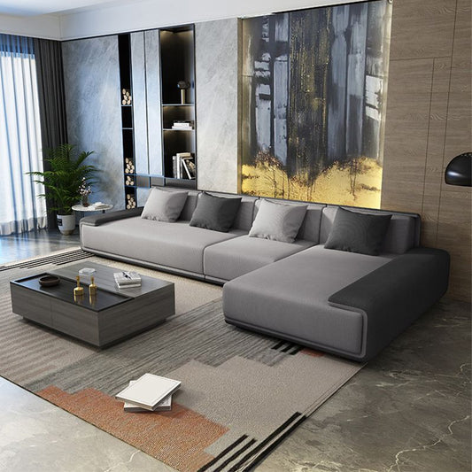 Divano sezionale a forma L contemporanea con braccio top per cuscino per soggiorno