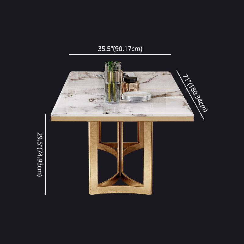 Glam Sintered Stone Dining Table Set with Double Pedestal Base Dining Furniture Clearhalo 'Dining Room Sets' 'Dining Tables & Seating' 'dining_room_set' 'furn' 'furn_dining_room_set' 'Furniture' 'furniture_dining_room_set' 'Kitchen & Dining Furniture' 'kitchen&dining_furn' 'kitchen' 1200x1200_30e789b8-dca2-4a1a-84e4-a0f139982f24