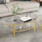 Table basse et cocktail en ardoise Glam, ovale, pour le salon