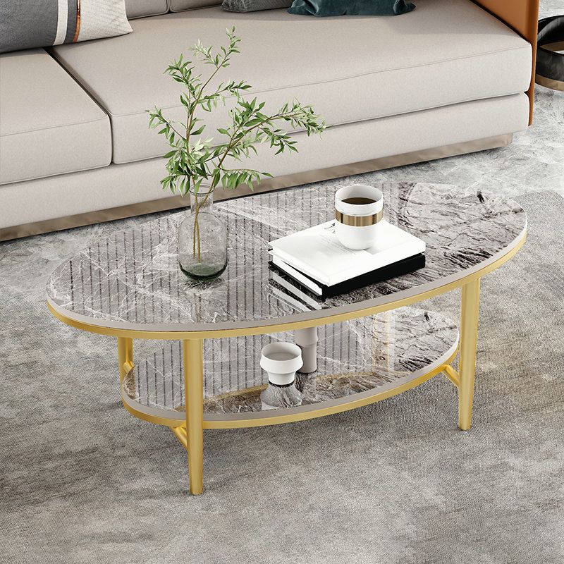 Table basse et cocktail en ardoise Glam, ovale, pour le salon