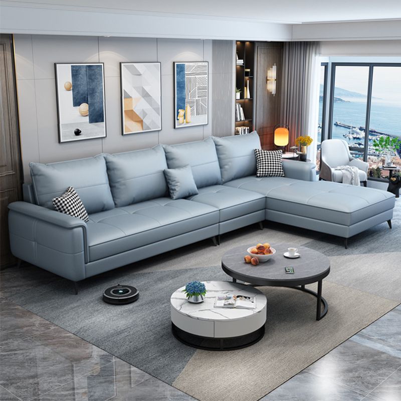 Square Arm Cushion Back Removable Cushions 4 Seat L-Shape Sofa Clearhalo 'furn' 'furn_sectionals' 'Furniture' 'furniture_sectionals' 'kitchen' 'kitchen_sectionals' 'Living Room Furniture' 'Sectionals' 1200x1200_30eb8e60-ccf3-4ce2-aefe-93a172c50daf