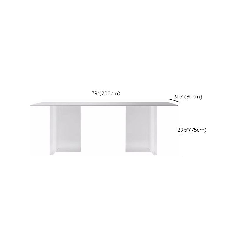 Acryli Contemporary Dining Set 1/7 Pieces White Stone Dinette Table Set