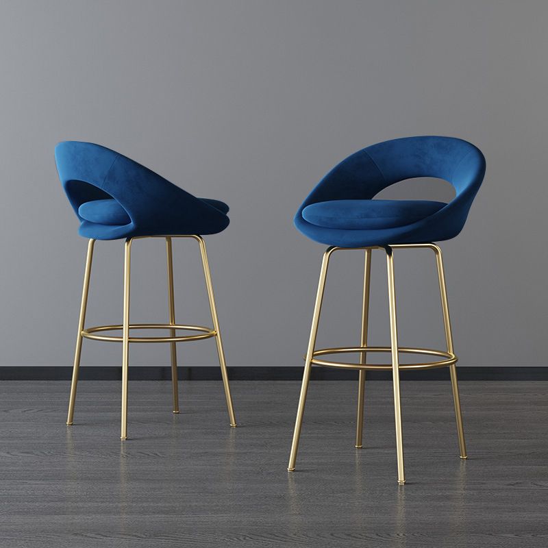 Contemporary Armless Backrest Counter Stool Iron Bar Stool with Cushion and Footrest