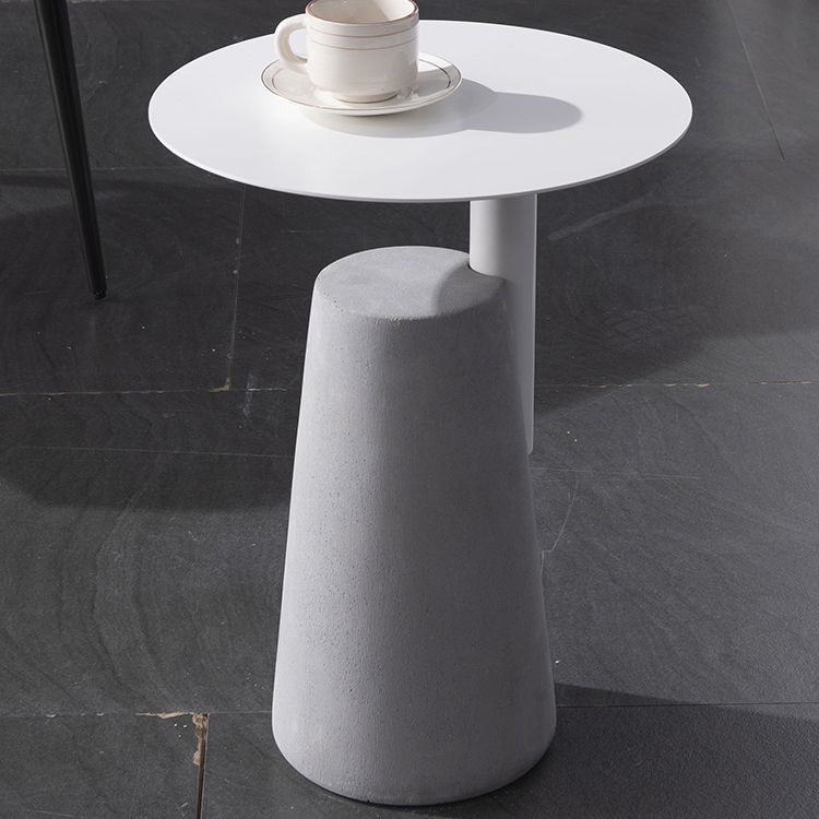 Round Iron Top End Table Concrete Pedestal Sofa Side Accent Table