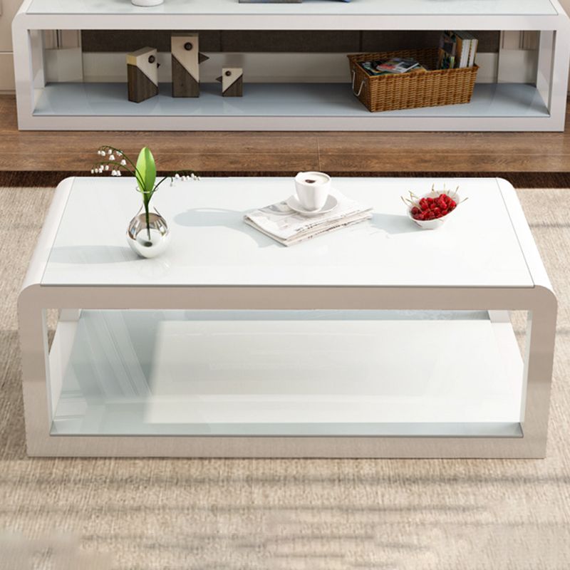 Moderner Stil runder temperierter Glas Top Metal Rahmen Basis Couchtisch