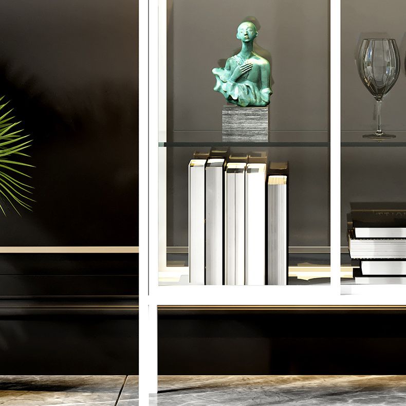 Glam Curio Curio Cabine in metallo Porte in vetro Armadio a buffet per soggiorno