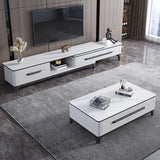 Leisteen koffie of eindtafel met opbergladen rechthoek 4 poten