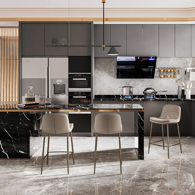 Glam Style Counter Stool Faux Leather Counter-height Stool for Indoor