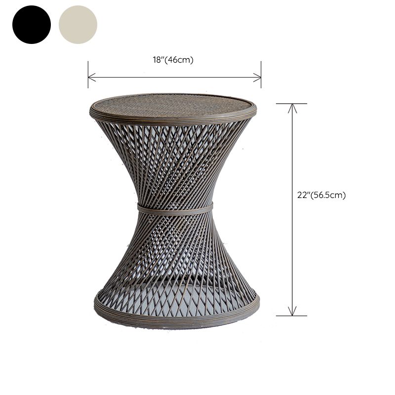 Farmhouse Bamboo Accent Side Table Geometric End Slide Table