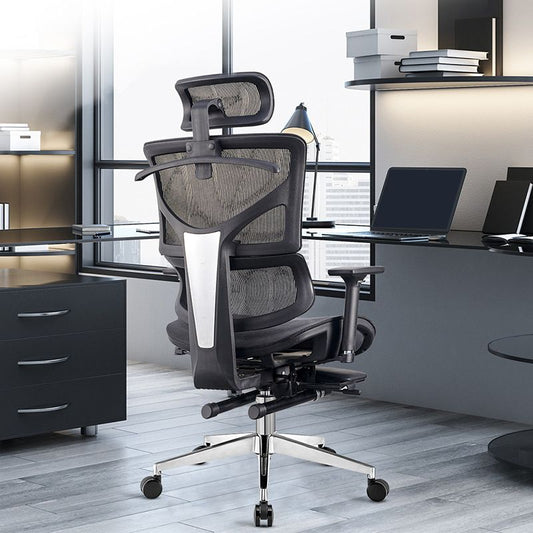 Moderne und zeitgenössische Räder Stuhl Black Task High Back Stuhl