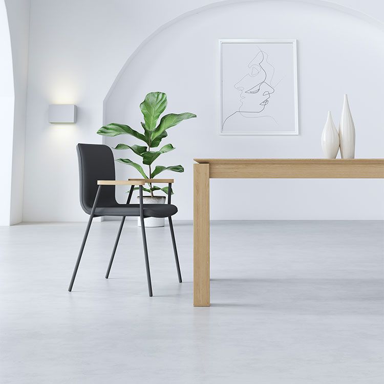 Mesa de comedor de 4 patas Mesa de comedor de madera maciza con patas de acabado natural