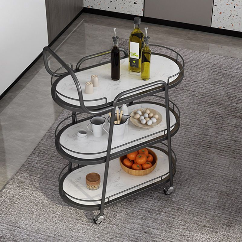 32.28" High Rolling Modern Prep Table Stone Prep Table for Dining Room