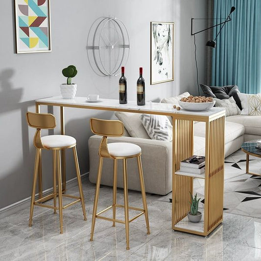 Rectangle Stone Bar Dining Table Contemporary Bar Table with Sled Base Clearhalo 'Bar Furniture' 'Bar Tables' 'bar_tables' 'furn' 'furn_bar_tables' 'Furniture' 'furniture_bar_tables' 'Kitchen & Dining Furniture' 1200x1200_30f257ad-4d7e-4ae2-bbd8-54d6df14cf28