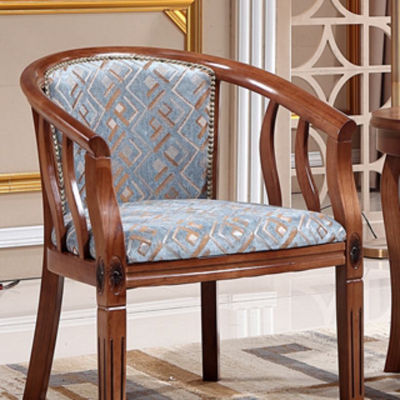 Indoor Dining Arm Chair Solid Wood Frame Dining Chair in Brown