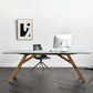 Table à manger en verre en verre moderne avec base en bois massif