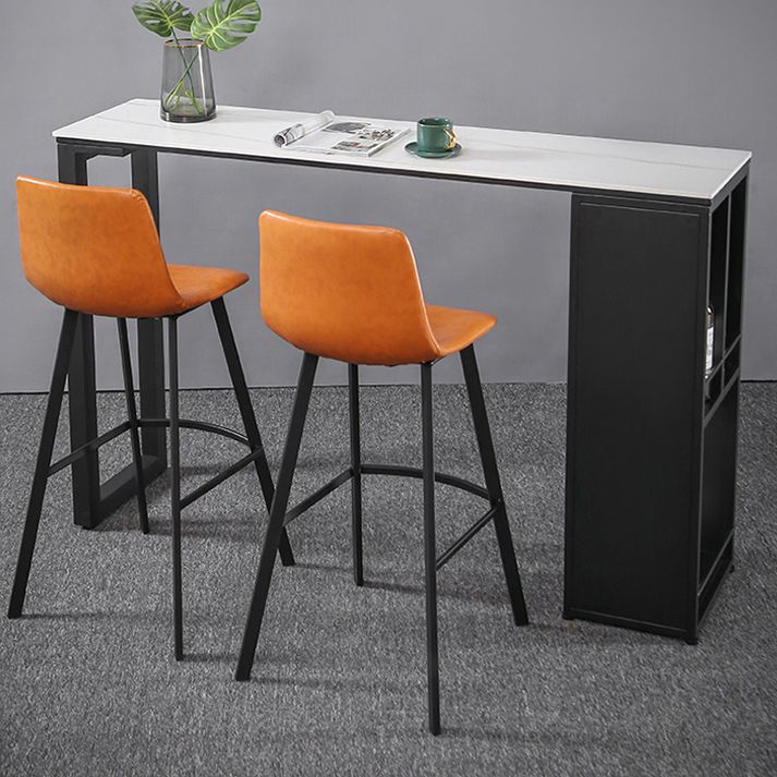 Kitchen Bar Height Counter Height Table Modern Rectangle Pub Table with Wine Storage Clearhalo 'Bar Furniture' 'Bar Tables' 'bar_tables' 'furn' 'furn_bar_tables' 'Furniture' 'furniture_bar_tables' 'Kitchen & Dining Furniture' 'kitchen&dining_furn' 'kitchen' 1200x1200_30f67ad4-cb92-4b79-9d60-53a15741b928