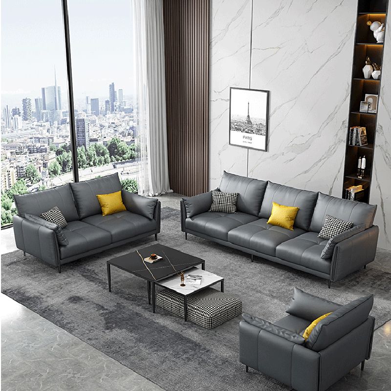 36" High Modern Faux Leather Square Arm Standard Sofa with Bolster Pillows for Living Room Clearhalo 'furn' 'furn_sofas' 'Furniture' 'furniture_sofas' 'Living Room Furniture' 'Sofa' 'sofas' 1200x1200_30f6d9e7-342c-4323-b9a8-9168bd8fa3e1