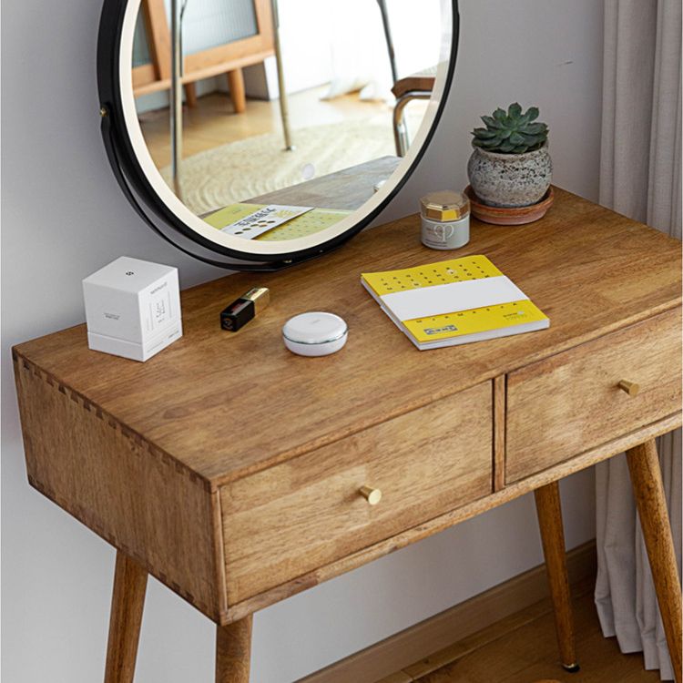 Desca vanità vanità per trucco in legno massiccio contemporaneo con specchio