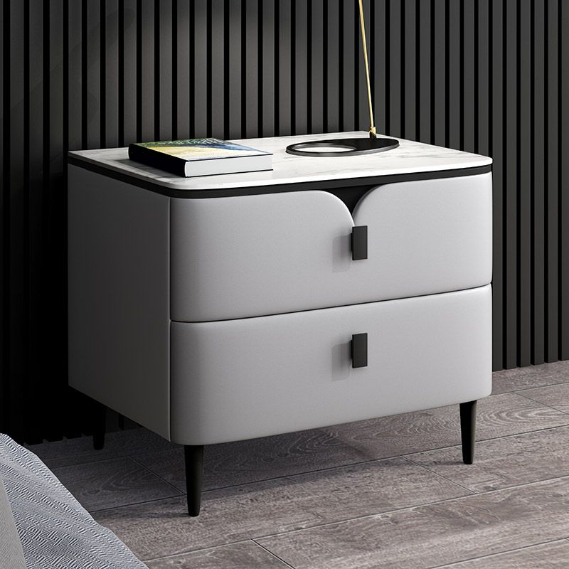 Modern Stone Top Top a 2-Drawer Storage da 18 pollici H Tavolo da notte con gambe