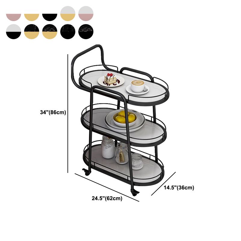 33.86" High Rolling Modern Prep Table Stone Prep Table for Dining Room