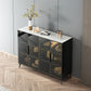 Stile sideboard in vetro moderno in stile sala da pranzo 36,6 "h buffet server in nero