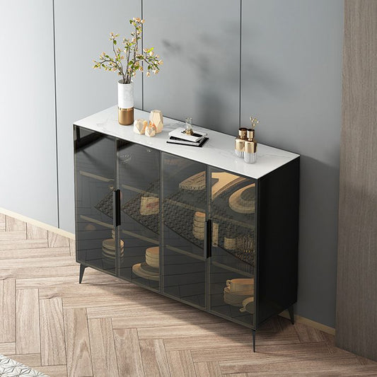 Stile sideboard in vetro moderno in stile sala da pranzo 36,6 "h buffet server in nero