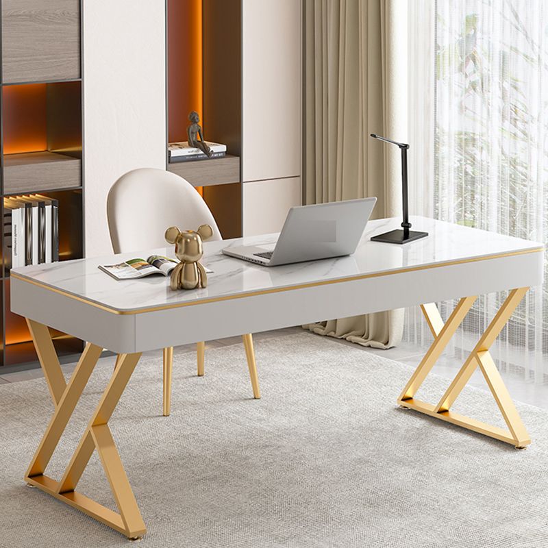 2-laden schrijfde bureau witte moderne stenen en metalen kantoor bureau