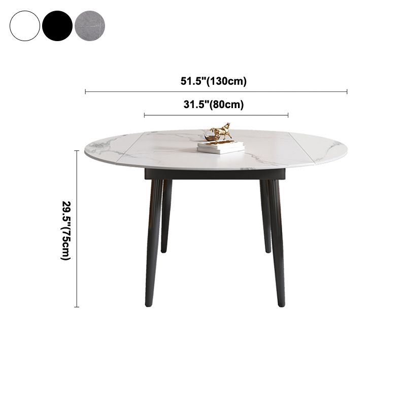 29.13''H Contemporary Round Dining Table Sintered Stone Table with 4 Black Metal Legs Clearhalo ' dining_table' 'Dining Tables & Seating' 'Dining Tables' 'furn' 'furn_dining_table' 'Furniture' 'furniture_dining_table' 'Kitchen & Dining Furniture' 'kitchen&dining_furn' 'kitchen' 'kitchen_dining_table' 1200x1200_30ff844c-8ed7-492d-96c4-9aecb313257e