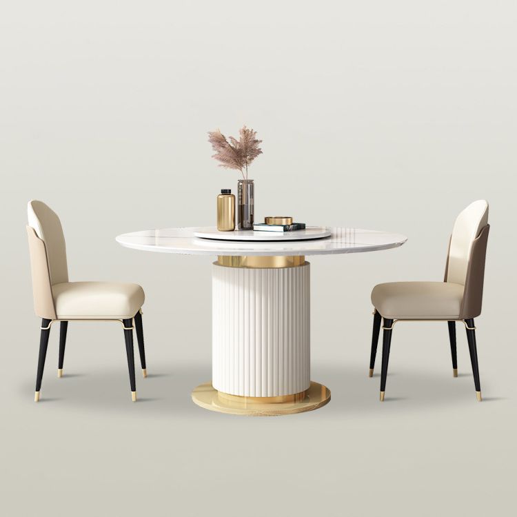 Glam 1/3/4/5/7/9 Pieces Round Dining Table Set with Sintered Stone Top Turntable Furniture Clearhalo 'Dining Room Sets' 'Dining Tables & Seating' 'dining_room_set' 'furn' 'furn_dining_room_set' 'Furniture' 'furniture_dining_room_set' 'Kitchen & Dining Furniture' 'kitchen&dining_furn' 'kitchen' 1200x1200_31009699-3351-4d4f-9b94-6d4cd351820f