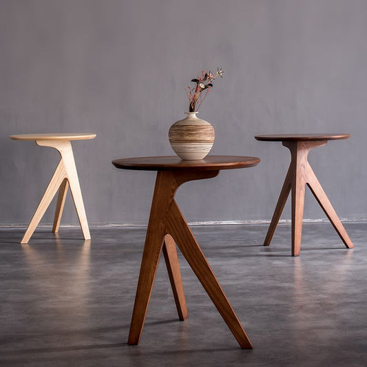 Tavolino in legno solido rotondo scandinavo 23,6 "alto 3 gambe/4 gambe
