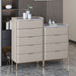 Cómoda de almacenamiento de piedra vertical Glam para dormitorio, cómoda de 16 "de ancho con patas de metal