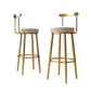 Glam Metal Barstool Velvet Footrest Low BackStool in Matte Finish for Indoor