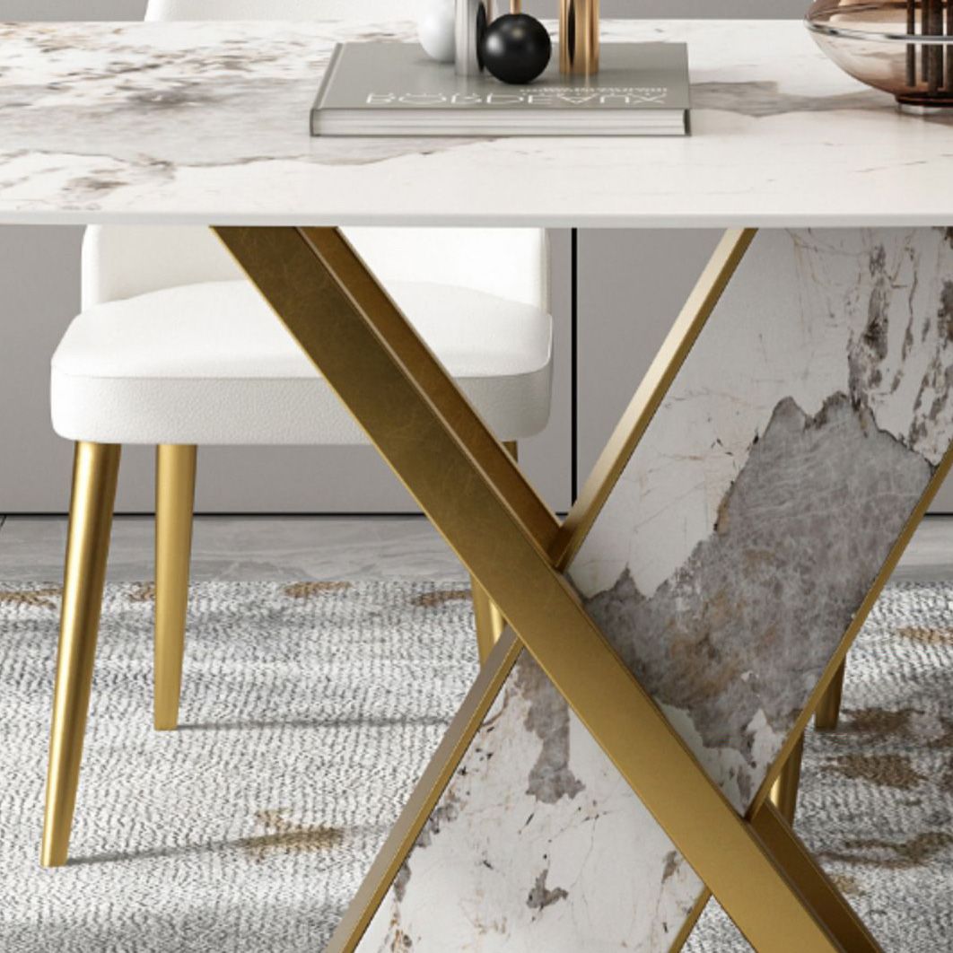 Luxurious Sintered Stone Top Dining Set Rectangular 1/4/5/7 Pieces Dining Room Table Set Clearhalo 'Dining Room Sets' 'Dining Tables & Seating' 'dining_room_set' 'furn' 'furn_dining_room_set' 'Furniture' 'Kitchen & Dining Furniture' 1200x1200_31032373-92f2-436f-aec1-ff077ab6c499