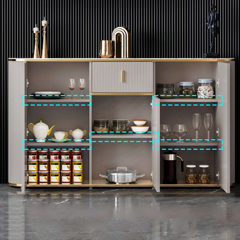 White Stone Top Sideboard Engineered Wood Side Board for Kitchen Use Clearhalo 'buffet_sideboard' 'Buffets & Sideboards' 'furn' 'furn_buffet_sideboard' 'Furniture' 'Kitchen & Dining Furniture' 1200x1200_3104c0ff-9d59-41cb-90f6-44c151044aca