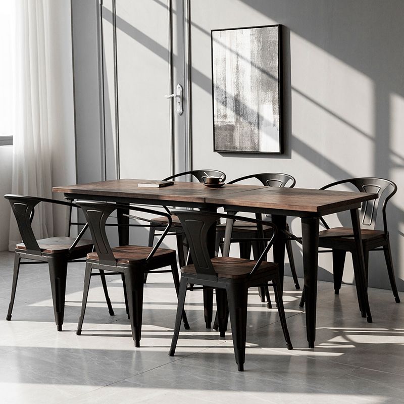Industrial 4 Legs Pedestal Dining Table Pine Table for Dining Room Clearhalo 'Dining Tables & Seating' 'Dining Tables' 'dining_table' 'furn' 'furn_dining_table' 'Furniture' 'Kitchen & Dining Furniture' 1200x1200_3104dcbc-df7e-44d6-a9e6-71aac792a177