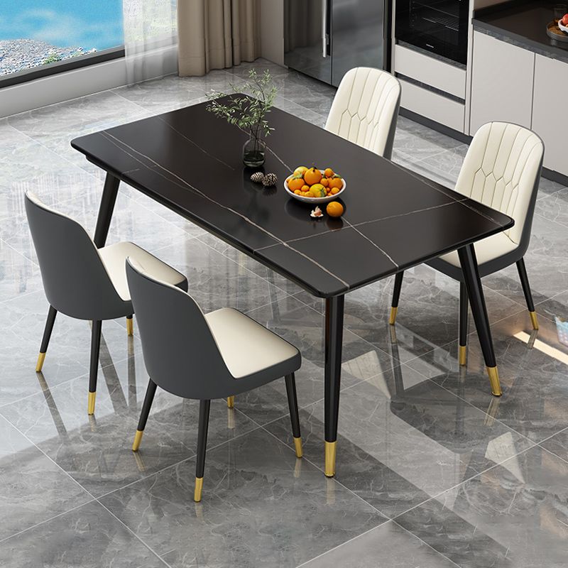 Industrial Style Home Sintered Stone Dining Table Rectangle Table with 4 Legs Carbon Steel Base Clearhalo ' dining_table' 'Dining Tables & Seating' 'Dining Tables' 'furn' 'furn_dining_table' 'Furniture' 'furniture_dining_table' 'Kitchen & Dining Furniture' 'kitchen&dining_furn' 'kitchen' 'kitchen_dining_table' 1200x1200_31052071-aa49-462d-9557-d9a5ca2ecd77