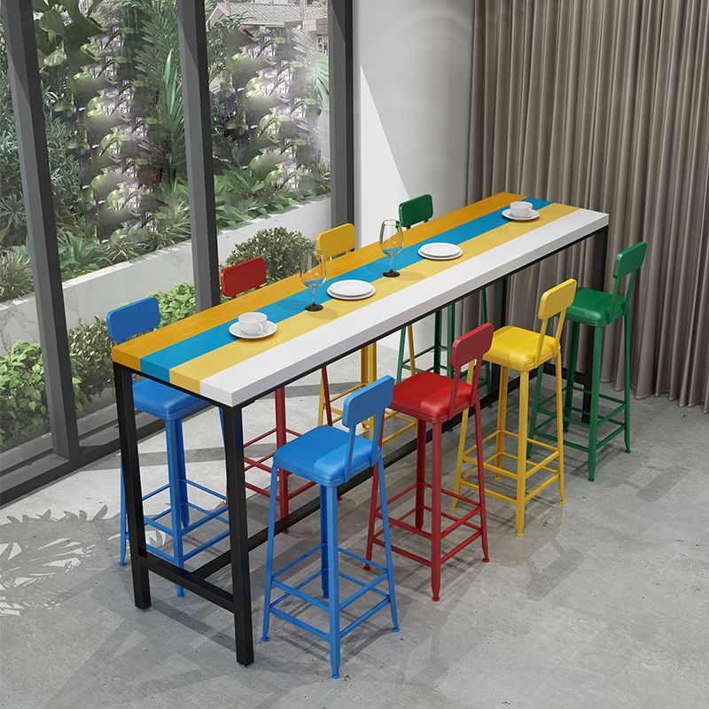 Ensemble de Table de Bar moderne 1/5/9 pièces, Table de comptoir rectangulaire en bois avec tabourets hauts pour café