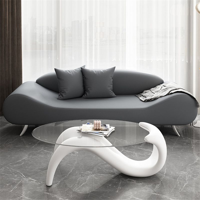 Sofa incurvé sans bras en cuir en faux cuir 27,55 "de large canapé contemporain, résistant aux taches