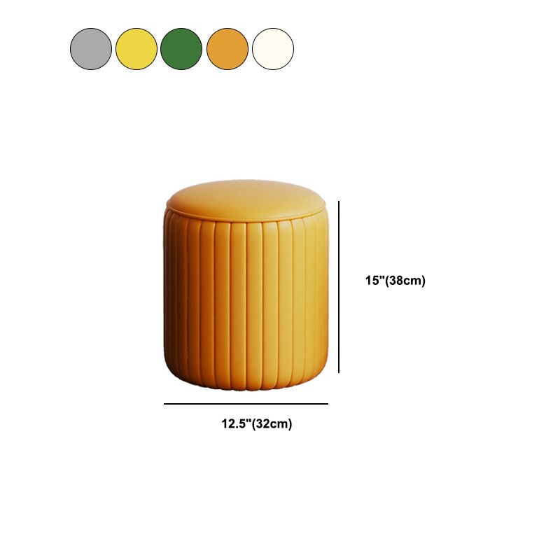 Contemporary Footstool Ottoman PU Leather Upholstered Solid Color Round Ottoman Clearhalo 'furn' 'furn_ottomans_poufs' 'Furniture' 'Living Room Furniture' 'Ottomans & Poufs' 'ottomans_poufs' 1200x1200_3106de70-e950-4920-b645-6cf4be75a5c3
