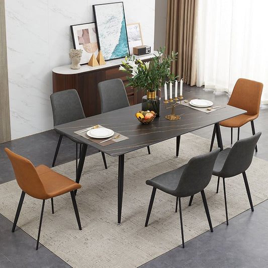 Modern Sintered Stone Black Dining Table Set with Rectangle Table and 4 Legs Base Home Dining Set Clearhalo 'Dining Room Sets' 'Dining Tables & Seating' 'dining_room_set' 'furn' 'furn_dining_room_set' 'Furniture' 'furniture_dining_room_set' 'Kitchen & Dining Furniture' 'kitchen&dining_furn' 'kitchen' 1200x1200_31077bc2-37f0-4c77-a3e2-eb74287fb4b0