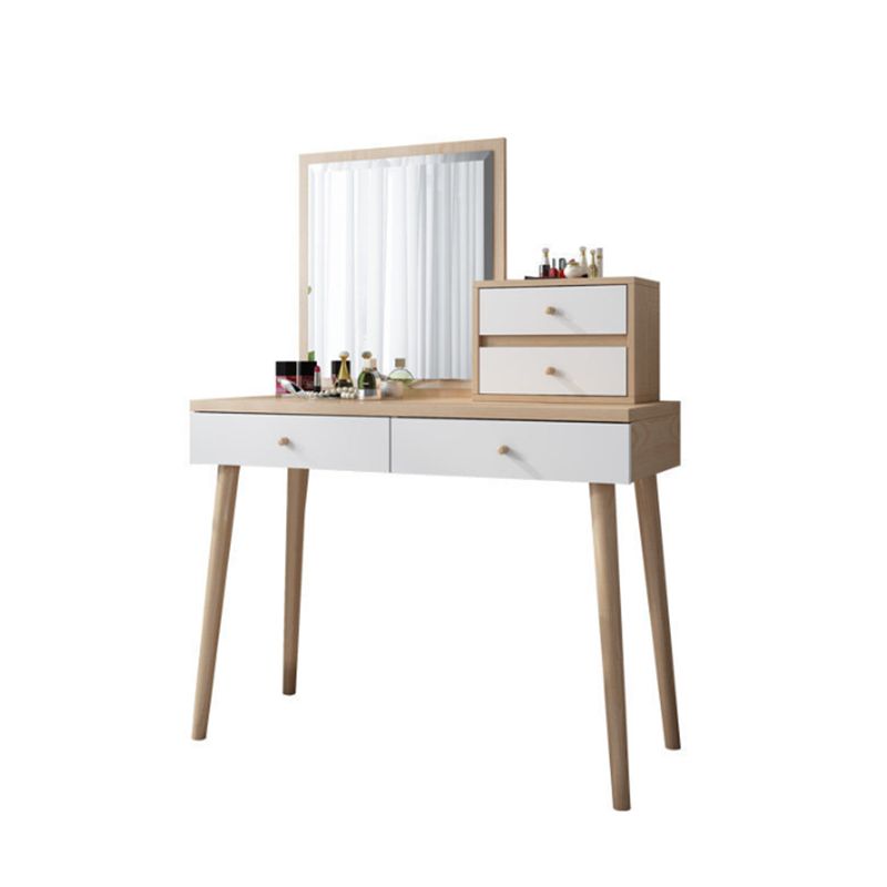 Wood Drawers Included Vanity Makeup Dressing Table Set with Stool and Mirror - 39.4" W Clearhalo 'Bedroom Furniture' 'furn' 'furn_makeup_vanities' 'Furniture' 'Makeup Vanities' 'makeup_vanities' 1200x1200_310a85d2-5b6f-4c3e-b651-ac33293ba324
