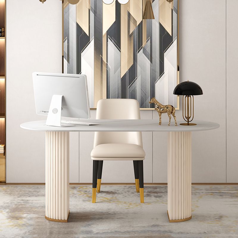 Oval geformte Schieferbüro -Schreibtisch White Writes Desk für Bürohaus